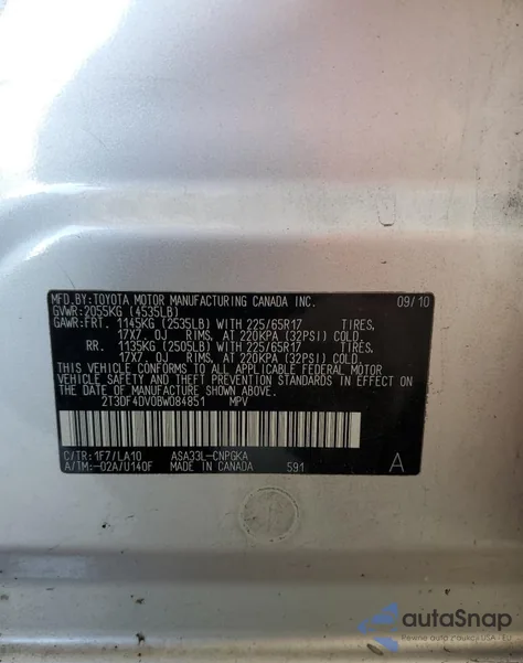 2011 Toyota Rav4 Limited from USA, damaged, VIN 2T3DF4DV0BW084851